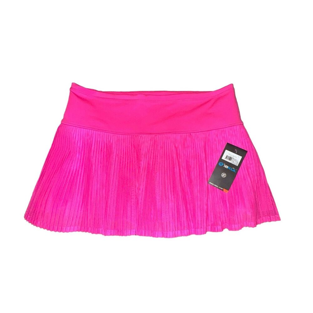 Ibkul 13in Mesh Skort Women's Size L Hot Pink Skirt Mid Rise Zip Pocket NWT